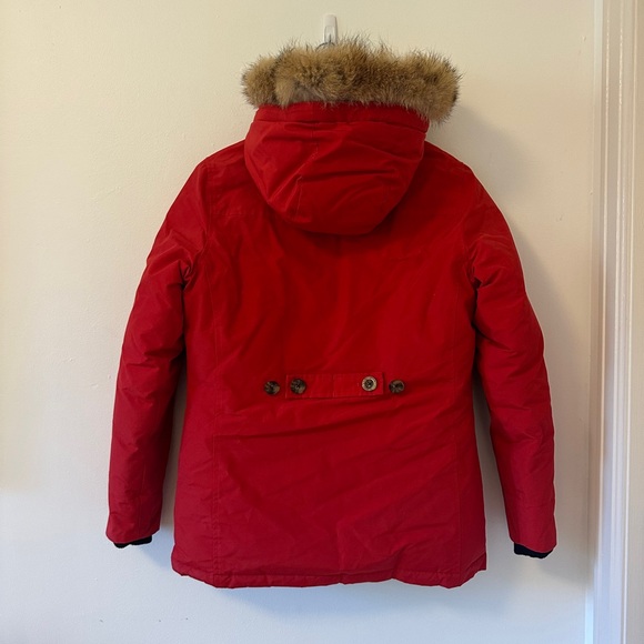 Woolrich Arctic Red Hooded Parka with Coyote Fur Trim | Size XS - Picture 6 of 12